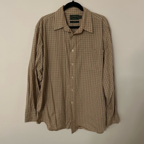 C.C Filson Co. Tan & Red Checkered Button Down Shirt - Picture 1 of 5